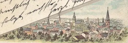 ALTE LITHO-POSTKARTE GRUSS AUS RHEYDT HÖHERE BÜRGERSCHULE BISMARK-DENKMAL Bismarck-Denkmal Mönchengladbach Ansichtskarte