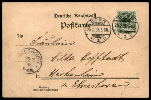 ALTE LITHO-POSTKARTE GRUSS AUS RHEYDT HÖHERE BÜRGERSCHULE BISMARK-DENKMAL Bismarck-Denkmal Mönchengladbach Ansichtskarte