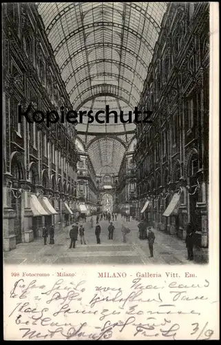 ALTE POSTKARTE MILANO GALLERIA VITT. EM. Vittorio Emanuele Galerie gallery Architektur architecture cpa postcard Mailand