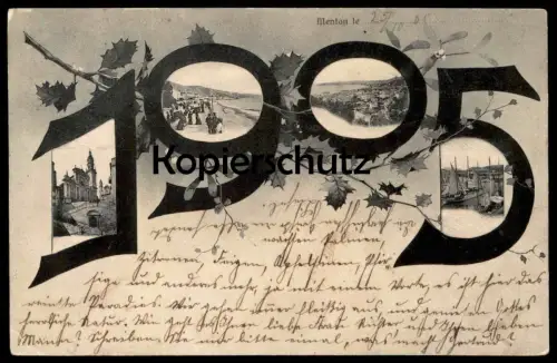 ALTE POSTKARTE MENTON 1905 JAHRESZAHL year date en Jahr la France Frankreich cpa postcard AK Ansichtskarte