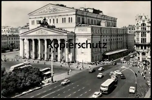 ÄLTERE POSTKARTE MOSCOW THE BOLSHOI THEATRE MOCKBA MOSKAU Theater Bus Autos car cars Russia Russland cpa postcard