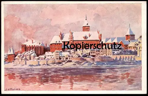 ALTE KÜNSTLER POSTKARTE MARIENBURG IM WINTER MALBORK J. V. KULAS Westpreussen Polen Polska pologne poland cpa postcard