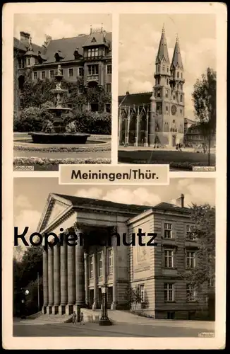 ALTE POSTKARTE MEININGEN IN THÜRINGEN THEATER STADTKIRCHE SCHLOSSHOF théatre AK Ansichtskarte cpa postcard