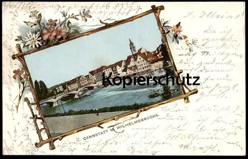 ALTE LITHO-POSTKARTE STUTTGART - CANNSTATT M. WILHELMSBRÜCKE 1901 Passepartout Ansichtskarte AK cpa postcard