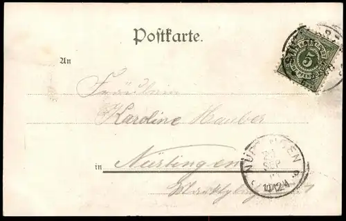 ALTE LITHO-POSTKARTE STUTTGART - CANNSTATT M. WILHELMSBRÜCKE 1901 Passepartout Ansichtskarte AK cpa postcard