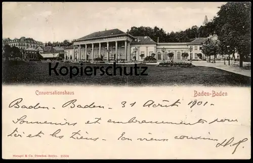 ALTE POSTKARTE BADEN-BADEN CONVERSATIONSHAUS 1901 Konversationshaus conversation-house cpa postcard Ansichtskarte AK