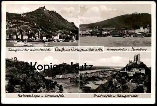 ÄLTERE POSTKARTE GRUSS AUS KÖNIGSWINTER DRACHENFELS PETERSBERG ROLANDSBOGEN bei Bonn cpa postcard AK Ansichtskarte
