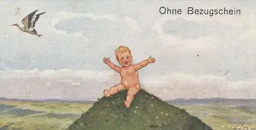 ALTE KÜNSTLER POSTKARTE HUMOR OHNE BEZUGSSCHEIN NACKTES BABY Humour Enfant Bébé nu nude Cigogne Stork Storch postcard AK