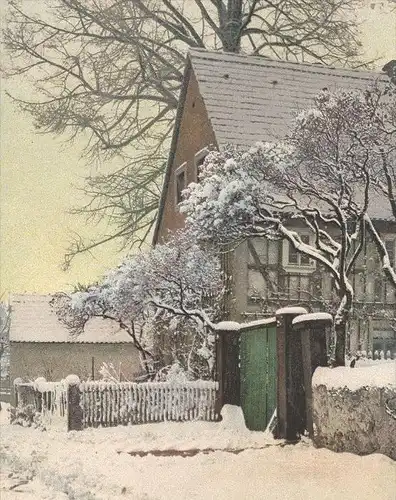 ALTE POSTKARTE BAUERNHOF IN ROCKWITZ BEI DRESDEN ROCHWITZ BAUERNHAUS Photochromie Winter Schnee snow farm house postcard