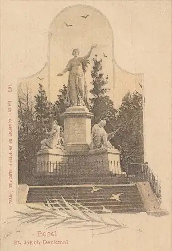 ALTE POSTKARTE BASEL ST. JAKOB DENKMAL JAKOBDENKMAL Monument Schweiz Suisse Swiss cpa postcard AK Ansichtskarte