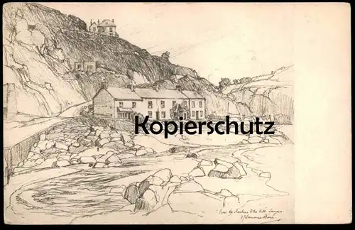 ALTE KÜNSTLER POSTKARTE VIEWS IN LAMORNA VALLEY HARBOUR HANDICRAFTS PENZANCE SIGN. LARMONA SAMUEL JOHN BIRCH postcard