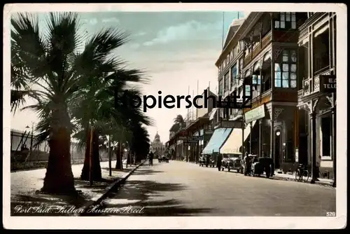 ALTE POSTKARTE PORT SAID 1937 SULTAN HUSEEIN STREET Hussein old car Egypt l'egypte Ägypten Ansichtskarte AK cpa postcard