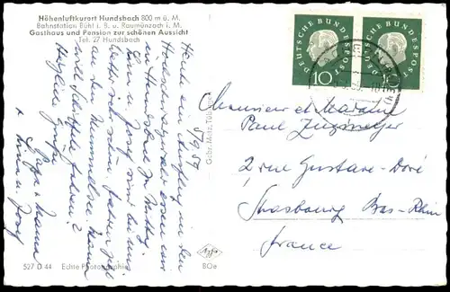 ÄLTERE POSTKARTE HUNDSBACH GASTHAUS ZUR SCHÖNEN AUSSICHT FORBACH SCHWARZWALD Black Forest la foret-noire Opel cpa AK