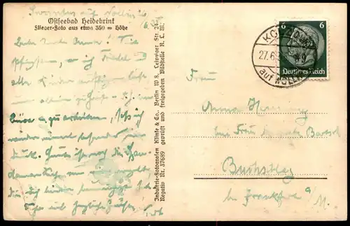 ALTE POSTKARTE OSTSEEBAD HEIDEBRINK POMMERN 1935 Stempel Kolzow Wollin Miedzywodzie Polska poland Polen postcard cpa
