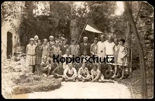 ALTE FOTO POSTKARTE MADONNA MÄDCHEN JUNGEN WIMPEL SOLINGEN-OHLIGS POPARD 1929 photo Kinder children enfants Gruppe group