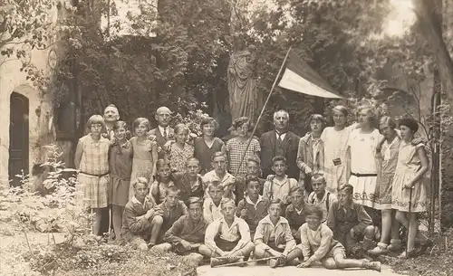 ALTE FOTO POSTKARTE MADONNA MÄDCHEN JUNGEN WIMPEL SOLINGEN-OHLIGS POPARD 1929 photo Kinder children enfants Gruppe group