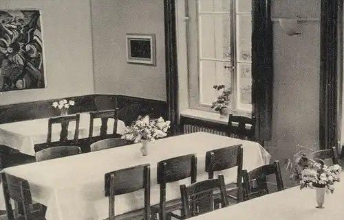 ALTE POSTKARTE VOLKSBILDUNGSHEIM UND JUGENDHEIM BURGBERG GEHRDEN SPEISERAUM Speisesaal Essensraum Kantine Ansichtskarte