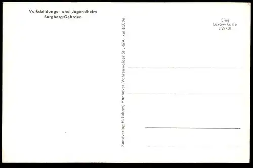 ALTE POSTKARTE VOLKSBILDUNGSHEIM UND JUGENDHEIM BURGBERG GEHRDEN SPEISERAUM Speisesaal Essensraum Kantine Ansichtskarte