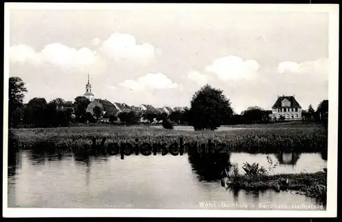 ALTE POSTKARTE WENDISCH BUCHHOLZ SANDBANK BADESTELLE Märkisch Buchholz Schenkenländchen Dahme Bad bath cpa Ansichtskarte