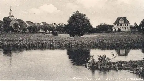 ALTE POSTKARTE WENDISCH BUCHHOLZ SANDBANK BADESTELLE Märkisch Buchholz Schenkenländchen Dahme Bad bath cpa Ansichtskarte