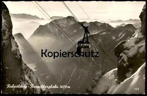 ÄLTERE POSTKARTE RUHPOLDING 1957 RAUSCHBERGBAHN 1670 m Bergbahn Seilbahn cableway Winter Hiver Snow Neige Ansichtskarte