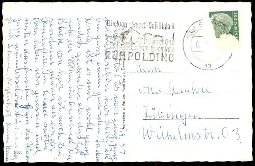 ÄLTERE POSTKARTE RUHPOLDING 1957 RAUSCHBERGBAHN 1670 m Bergbahn Seilbahn cableway Winter Hiver Snow Neige Ansichtskarte