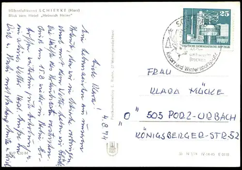 ÄLTERE POSTKARTE SCHIERKE HARZ BLICK VOM HOTEL HEINRICH HEINE AK Ansichtskarte cpa postcard