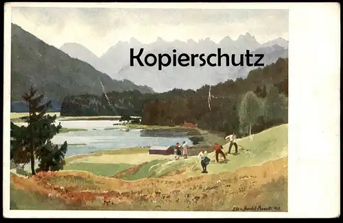 ALTE KÜNSTLER POSTKARTE SEEFELD SEE UND KALKKÖGEL EDO VON HANDEL-MAZZETTI 1925 Tirol Österreich Austria Autriche cpa AK