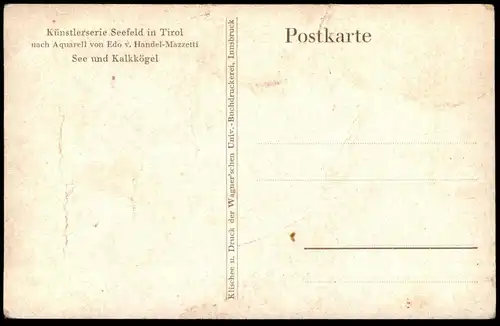 ALTE KÜNSTLER POSTKARTE SEEFELD SEE UND KALKKÖGEL EDO VON HANDEL-MAZZETTI 1925 Tirol Österreich Austria Autriche cpa AK