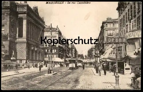 ALTE POSTKARTE MARSEILLE LA RUE CANNEBIÈRE OPERA Oper Tram Tramway Strassenbahn postcard cpa AK Ansichtskarte