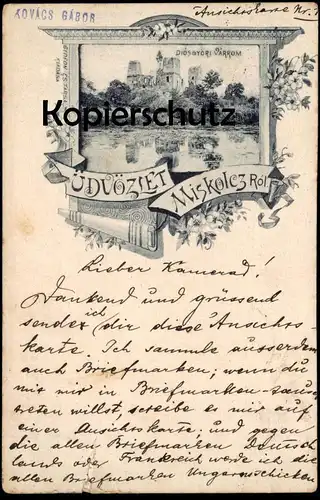 ALTE LITHO POSTKARTE ÜDVÖZLET MISKOLCZ DIOSGYÖRI VARROM MISKOLC 1897 Mischkolz Ungarn Hungary Hongrie Magyar postcard AK