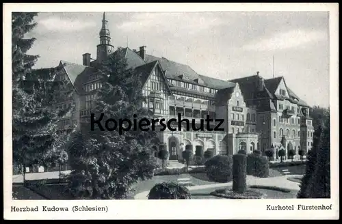 ALTE POSTKARTE HERZBAD KUDOWA SCHLESIEN KUR-HOTEL FÜRSTENHOF Kudowa-Zdroj Chudoba Polska Poland Polen postcard cpa AK