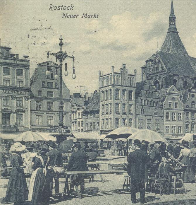ALTE POSTKARTE ROSTOCK NEUER MARKT 1913 market marché