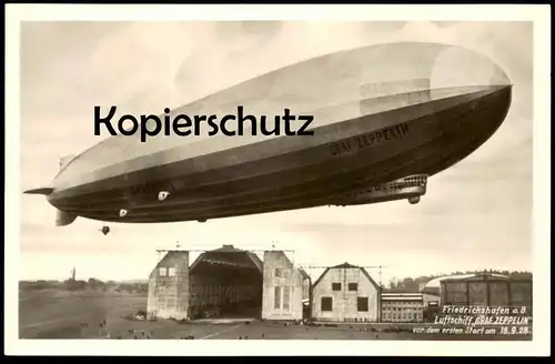 ALTE POSTKARTE FRIEDRICHSHAFEN AM BODENSEE LUFTSCHIFF GRAF ZEPPELIN AM VOR DEM ERSTEN START 18.09.1928 airship aérostat