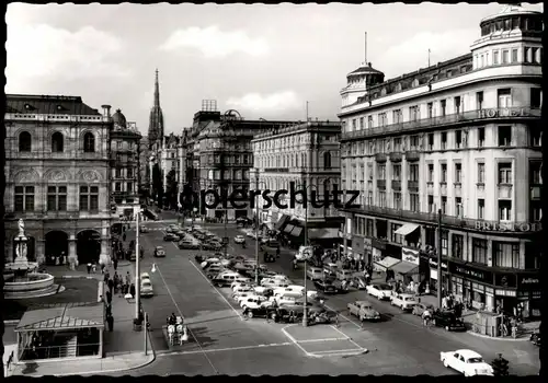 ÄLTERE POSTKARTE WIEN KÄRTNERSTRASSE MIT STEPHANSDOM HOTEL BRISTOL VW KÄFER Auto Autos car cars postcard Ansichtskarte