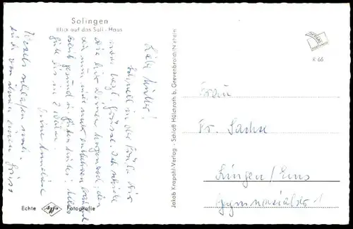 ÄLTERE POSTKARTE SOLINGEN BLICK AUF DAS SALI-HAUS DAK Ohliger Sträter Mercedes Opel car cars Auto Autos voitures cpa