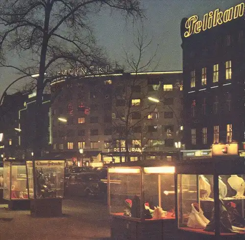 ÄLTERE POSTKARTE BERLIN KURFÜRSTENDAMM BEI NACHT HOTEL KEMPINSKI PELIKAN Kudamm at night AK Ansichtskarte postcard cpa
