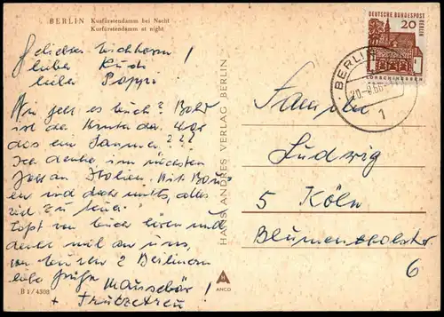 ÄLTERE POSTKARTE BERLIN KURFÜRSTENDAMM BEI NACHT HOTEL KEMPINSKI PELIKAN Kudamm at night AK Ansichtskarte postcard cpa