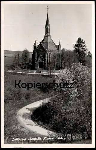 ÄLTERE POSTKARTE NIEDERMÜHLEN ASBACH WALLFAHRTS-KAPELLE 1951 STEMPEL ALTENHOFEN WESTERWALD AK Ansichtskarte cpa chapel