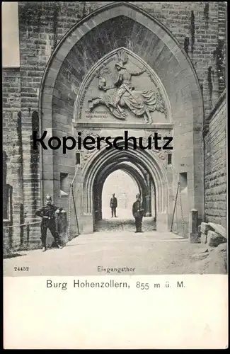 ALTE POSTKARTE BURG HOHENZOLLERN EINGANGSTHOR BURGTOR EINGANG Tor porte Soldat Uniform Hechingen Bisingen Anischtskarte