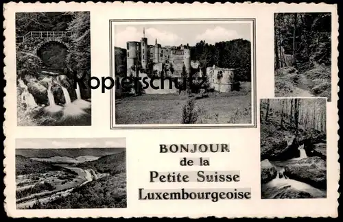 ÄLTERE POSTKARTE BONJOUR DE LA PETITE SUISSE LUXEMBOURGEOISE bei Echternach Berdorf Grundhof Luxemburg Luxembourg cpa