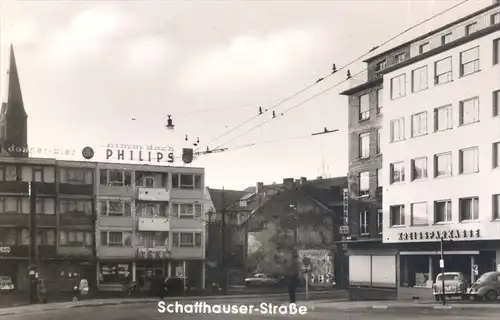 ÄLTERE POSTKARTE HÜTTENSTADT VÖLKLINGEN SAAR SCHAFFHAUSER STRASSE DONNER-BIER PHILIPS ASKO GYMNASIUM NORDRING SIEDLUNG