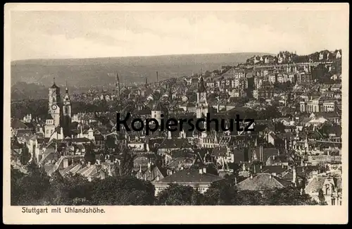 ALTE POSTKARTE STUTTGART MIT UHLANDSHÖHE BADEN-WÜRTTEMBERG cpa postcard Ansichtskarte AK