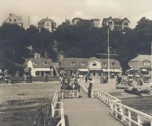 ALTE POSTKARTE OSTSEEBAD SASSNITZ SEEBRÜCKE UND STRAND INSEL RÜGEN beach plage Ansichtskarte AK postcard cpa