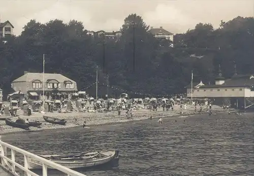 ALTE POSTKARTE OSTSEEBAD SASSNITZ SEEBRÜCKE UND STRAND INSEL RÜGEN beach plage Ansichtskarte AK postcard cpa