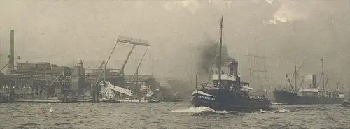 ALTE POSTKARTE SCHLEPPDAMPFER BRUNSHAUSEN IM HAFEN HAMBURG SCHLEPPER Harbour Dampfer steam ship bateau à vapeur ship cpa