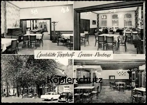 ÄLTERE POSTKARTE GREVEN-PENTRUP GASTSTÄTTE TOPPHOFF SPEZIELLE SCHINKENSCHNITTCHEN VW Käfer Klavier piano cpa postcard AK