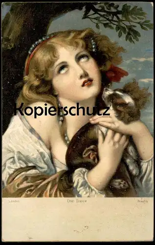 ALTE POSTKARTE DIE TREUE JEAN BAPTISTE GREUZE HUND LONDON Mädchen child enfant dog chien fidelity fidélité