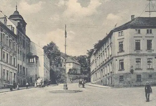ALTE POSTKARTE TREUEN IM VOGTLAND POSTPLATZ SCHÖNIGER HOTEL DEUTSCHES HAUS SACHSEN cpa postcard AK Ansichtskarte