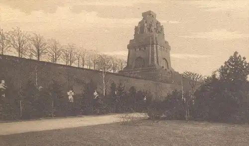 ALTE POSTKARTE LEIPZIG VÖLKERSCHLACHTDENKMAL VOM SÜDFRIEDHOF AUS monument Friedhof cemetery cimetière graveyard cpa AK